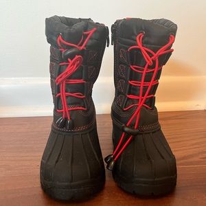 Brand New. Black and Red Waterproof Winter Snow Boots. Toddler Size 9.